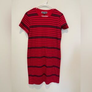 Karen Scott thirty dress. Red w/navy stripes size medium
